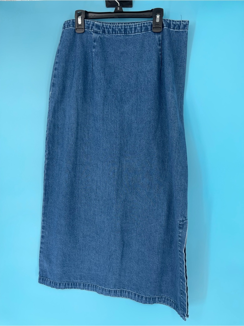 Eddie Bauer Blue Denim Midi Skirtsz 12 waist 31